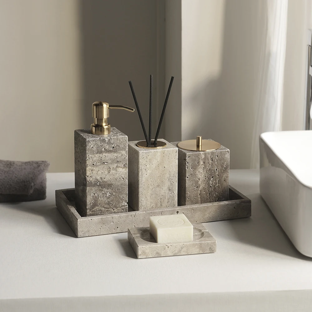 Zara Home Bathroom Set - Grigio Travertino Bathroom Accessories Sets Vintage