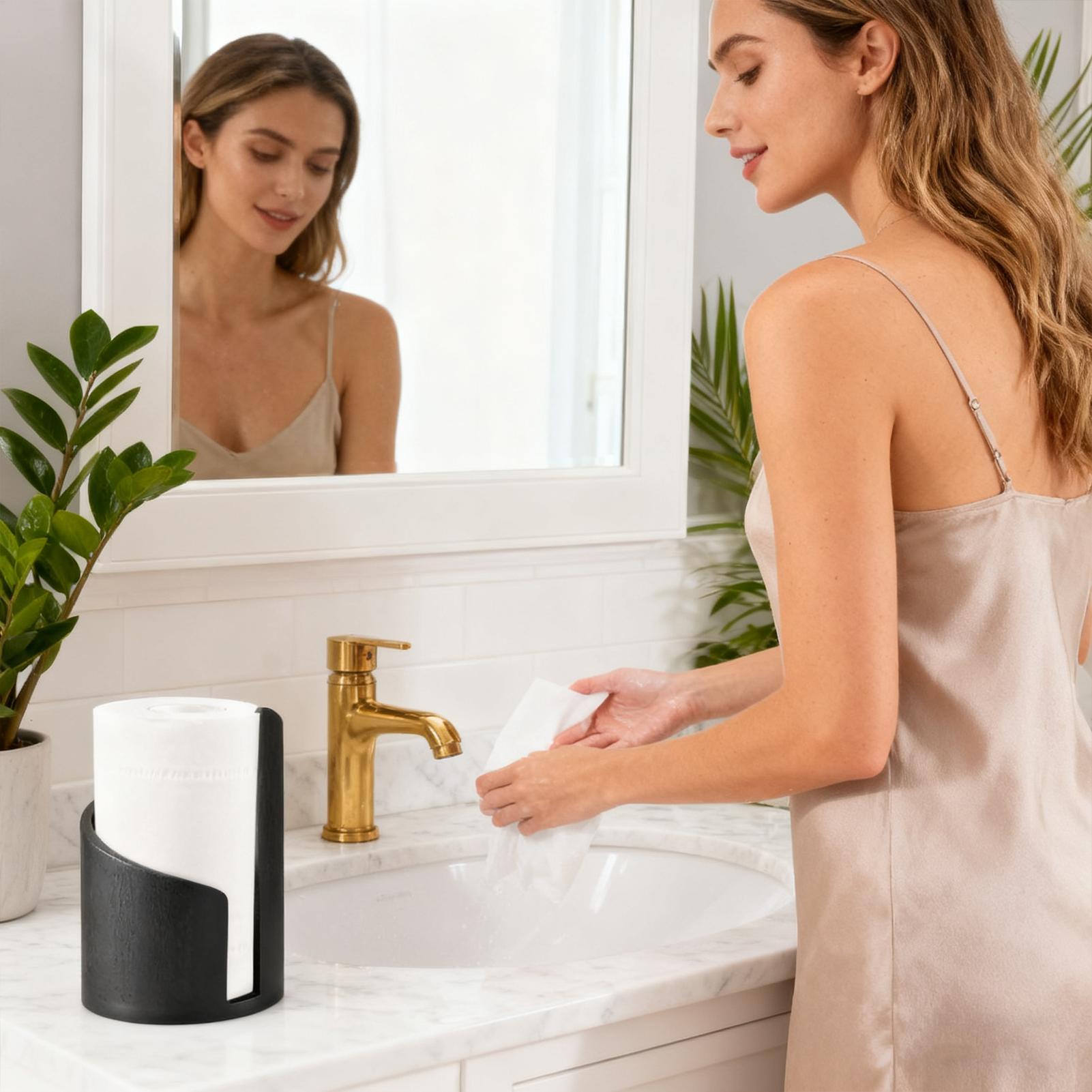 Home Bathroom Towel Dispenser - Wood Paper Towel Holder Farmhouse Dispenser