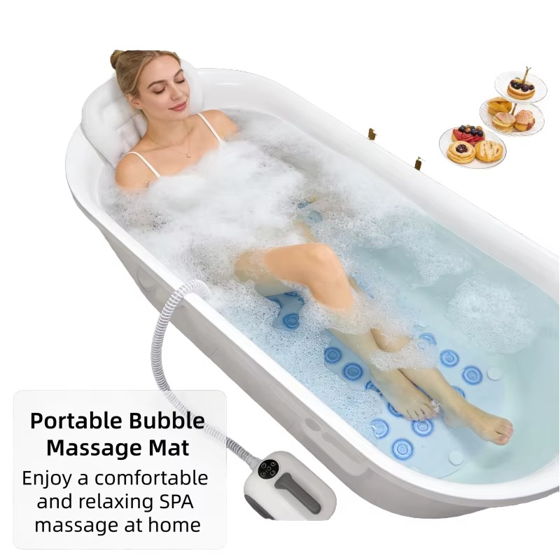 Bathtub Pillow Inflatable - Portable bathtub bubble massage pad pluggable
