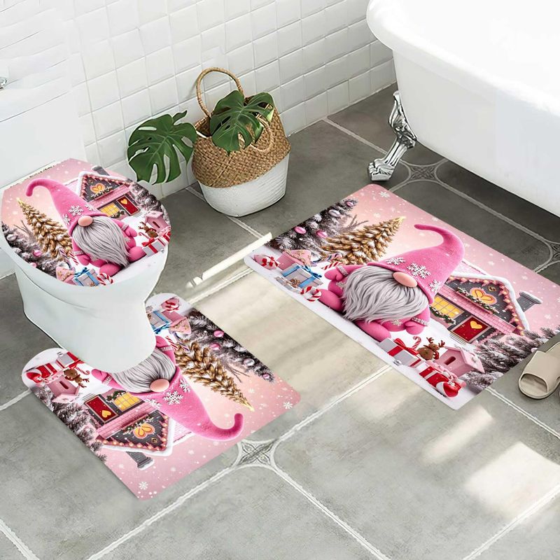 Home Bathroom Tub - VIKAMA Christmas Bathroom Rug Set 3
