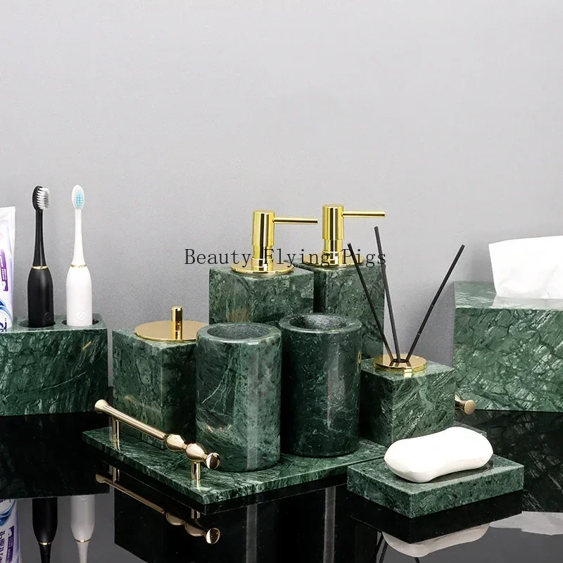 Zara Home Bathroom Set - Indian Green Natural Marble Bathroom Accessories