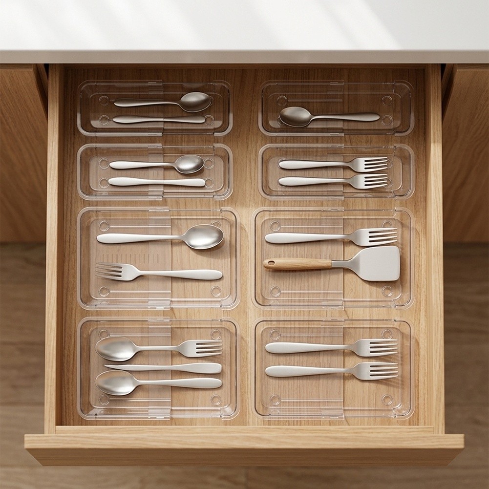 Home Made Bathroom Vanity - Clear Expandable Drawer Organizer Set Made