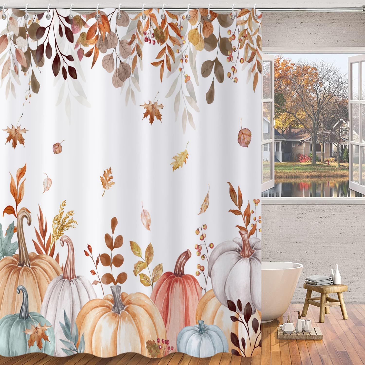 Fall Shower Curtain, Pumpkin M - огляд і ціна Home Bathroom Tub