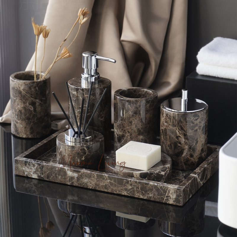 Emperador Dark Natural Marble  - огляд і ціна Zara Home Bathroom Set