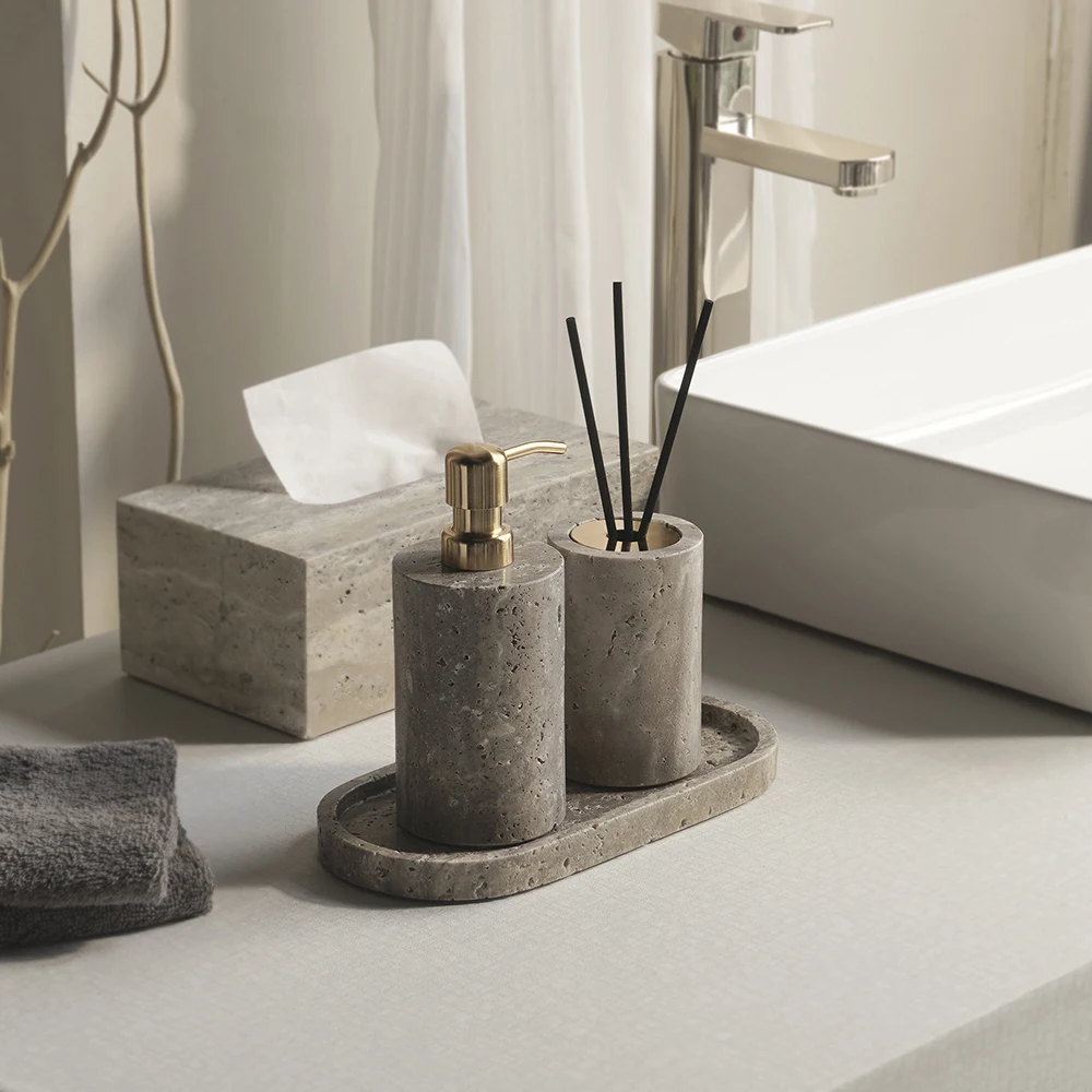 Grigio Travertino Bathroom Acc - огляд і ціна Zara Home Bathroom Set