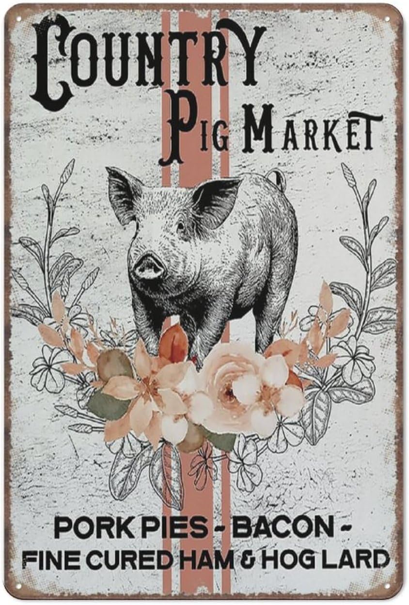 Country Pig Market Sign Decora - огляд і ціна Home Kitchen Bathroom Marketing