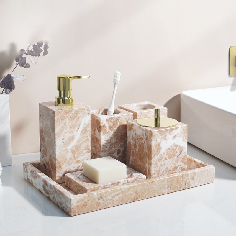 Coral Pink Natural Marble Set  - огляд і ціна Zara Home Bathroom Set