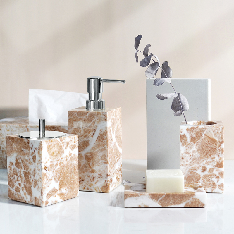 Coral Pink Natural Marble Set  - огляд і ціна Zara Home Bathroom Set