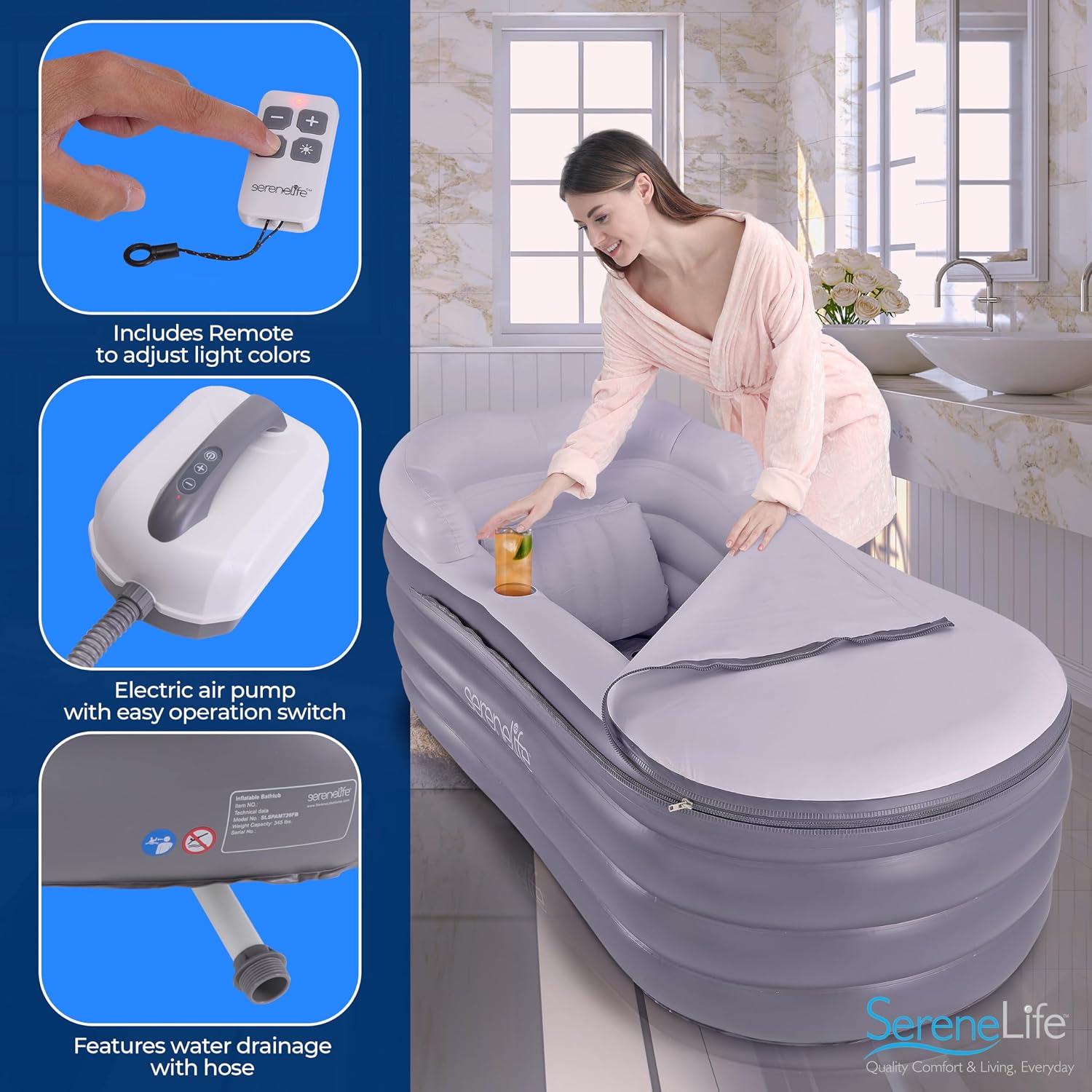 Spa Bathtub with Bubble Massag - огляд і ціна Bathtub Pillow Inflatable