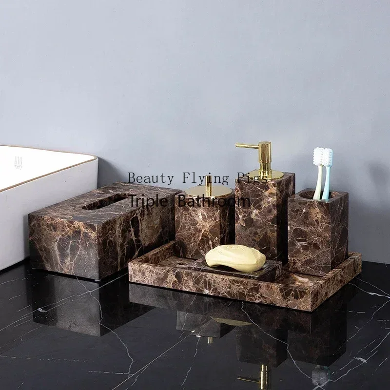 Emperador Dark Natural Marble  - огляд і ціна Zara Home Bathroom Set