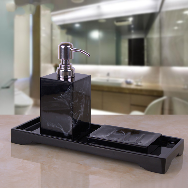 Black Marble Pattern Tray Resi - огляд і ціна Zara Home Bathroom Set