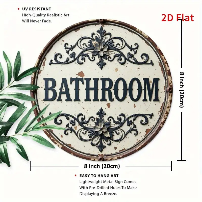 2D Flat, 1pc Vintage Round Met - огляд і ціна Home Bathroom Name